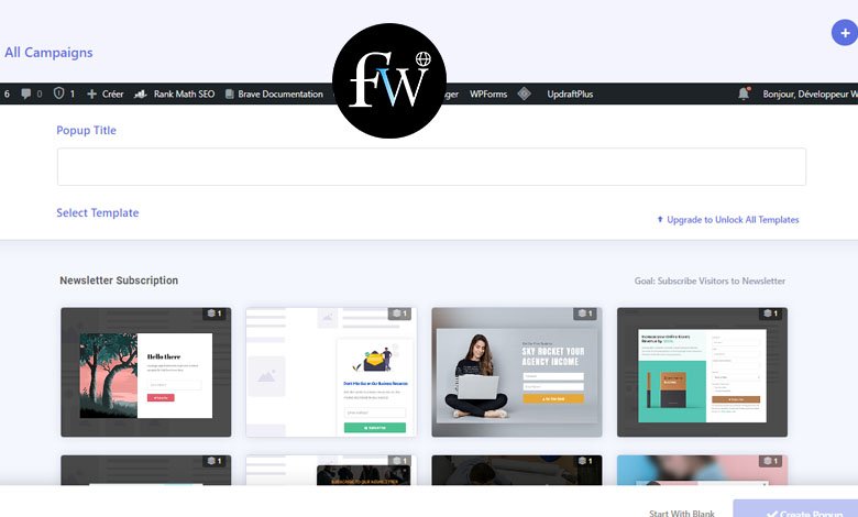 Template de brave pour créer du popup wordpress