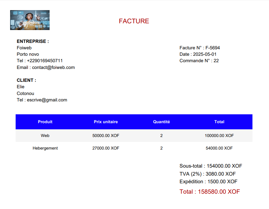 version finale de mon Générateur de facture 100% Gratuit