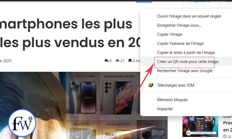 générer un QR code avec un clic droit